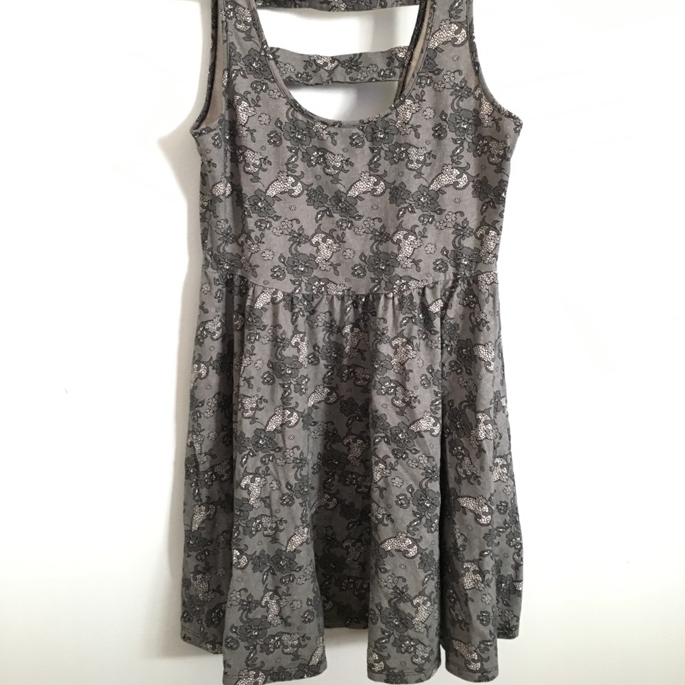 Grey and White Floral Hot Topic Dress